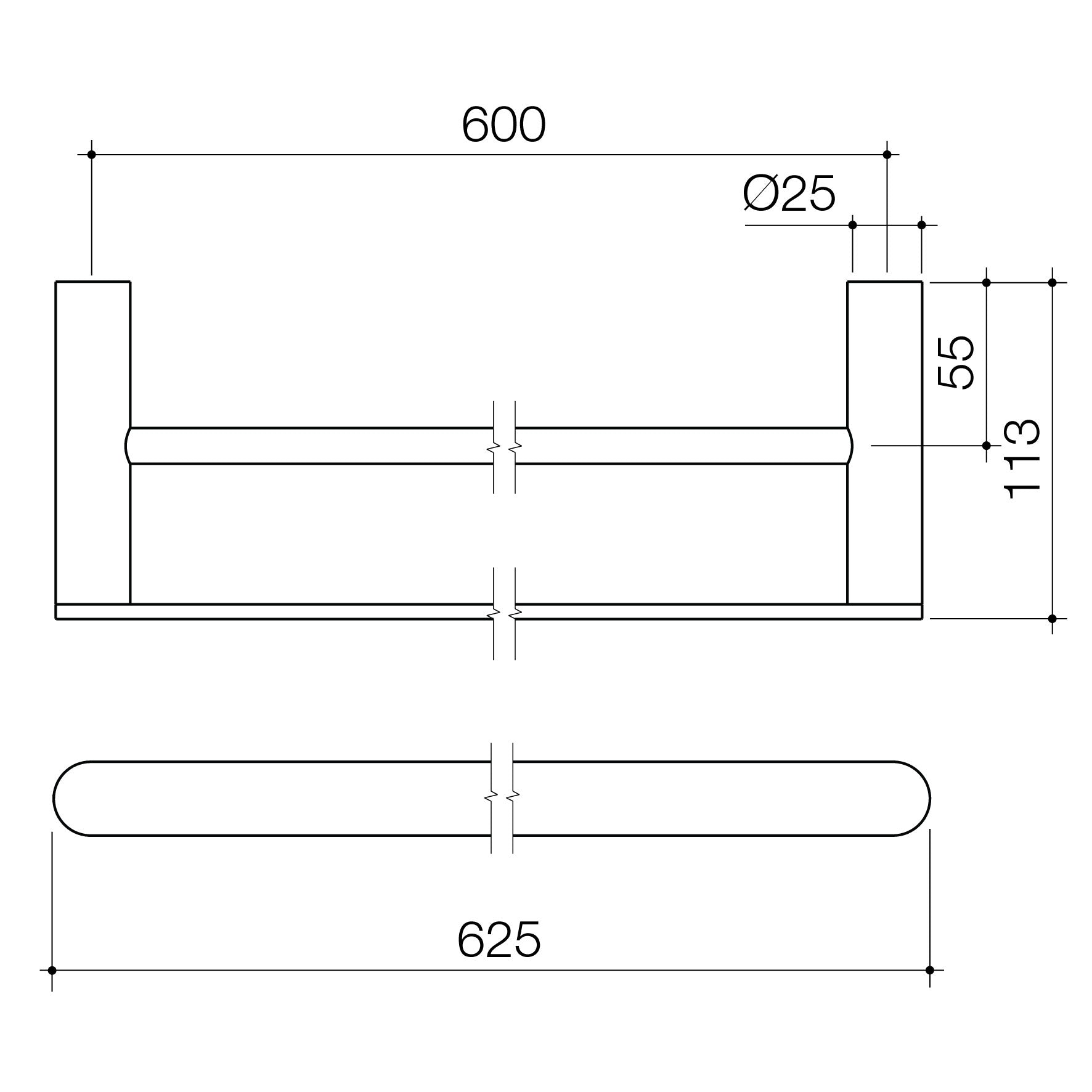 Urbane II 625mm Double Towel Rail – Brushed Nickel