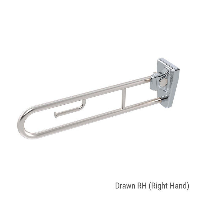 Tiltlock® 850mm Grab Rail With Fixed Toilet Paper Holder Brushed Stainless Right Hand