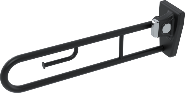 Tiltlock® 850mm Grab Rail With Fixed Toilet Paper Holder Matte Black Right Hand