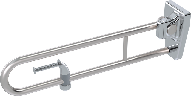 Tiltlock® 850mm Grab Rail With Flexible Fit Toilet Paper Holder Brushed Stainless Right Hand