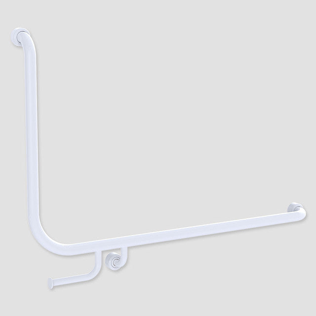 Hygienic Seal® 90° Accessible Grab Rail with Toilet Paper Holder 960mm x 600mm Antimicrobial White Right Hand