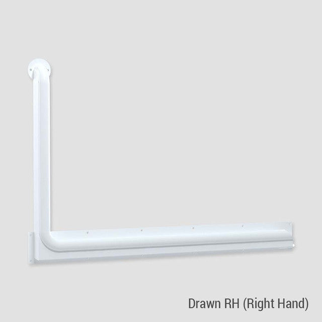 Anti-Ligature 90° Accessible Grab Rail 960mm x 900mm Antimicrobial White Right Hand