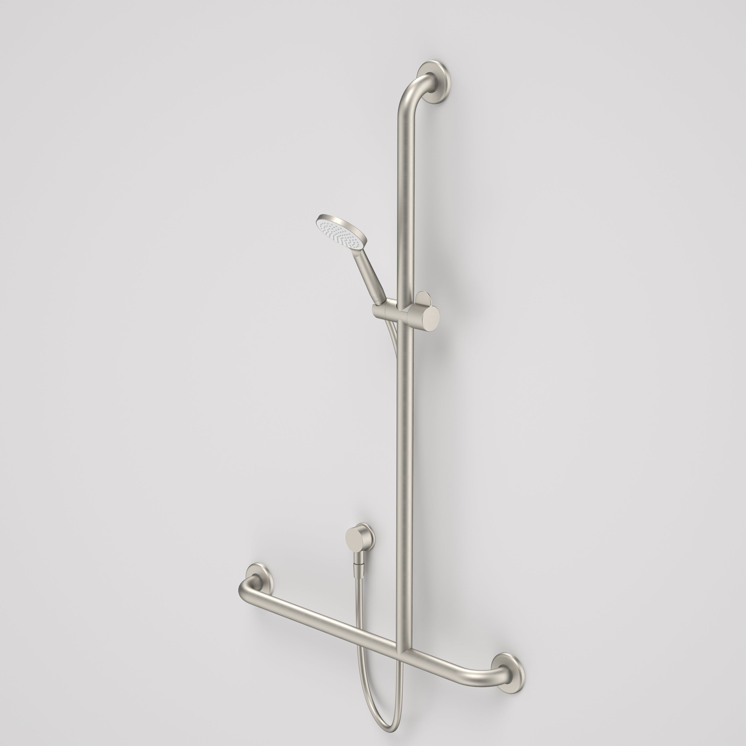 Care Support Shower Set with Inverted T Rail - RH- Brushed Nickel