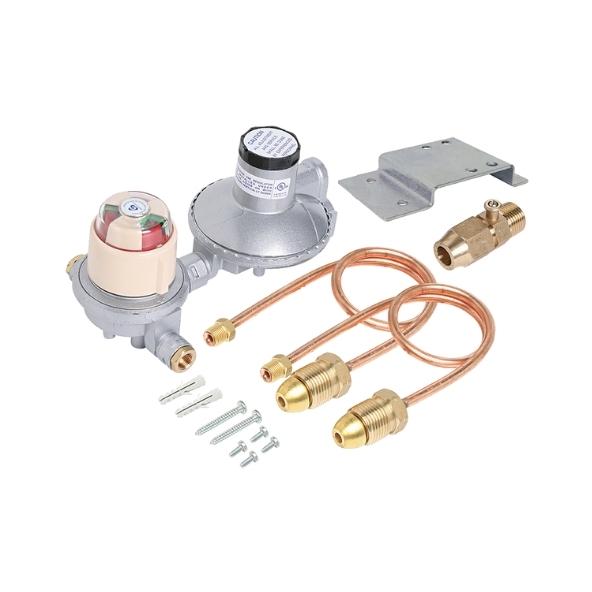 Dual Cylinder Lpg Installation Kit 400 Mj Regulator Automatic Changeover with Bracket, Pigtails and 3/4 Unf Adaptor