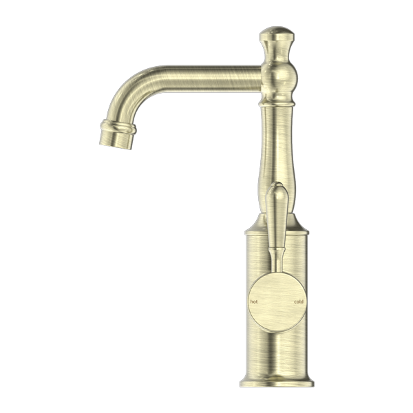 York Basin Mixer With Metal Lever Aged Brass