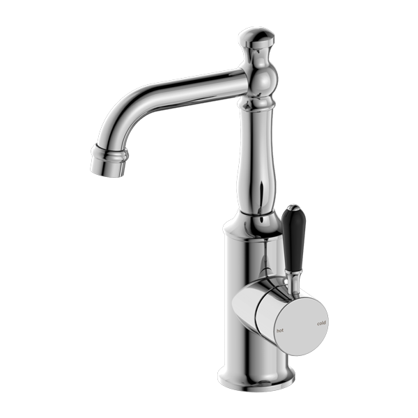 York Basin Mixer With Black Metal Lever