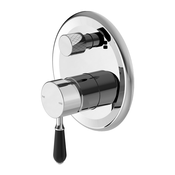 York Shower Mixer With Divertor With Porcelain Lever