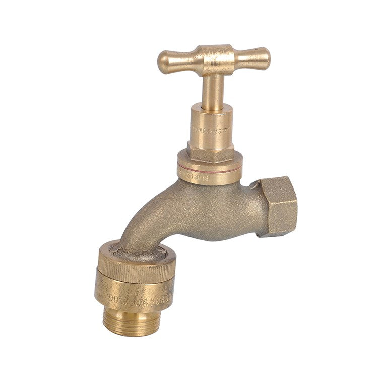 Brass faucet on a white background