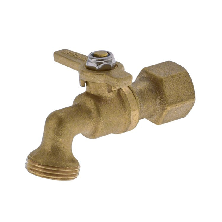 Brass plumbing valve on a white background