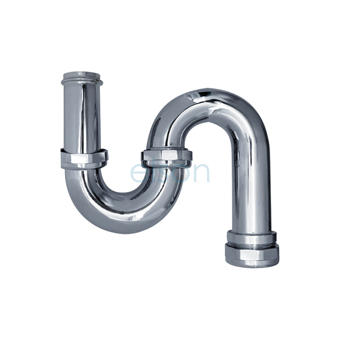 A 40mm chrome-plated copper s trap plumbing fitting.