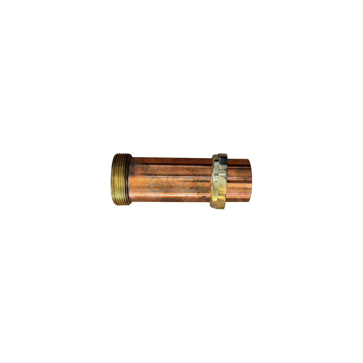 A copper trap extension with nut and rubber olive, olive copper finish, 50mmx150mm.