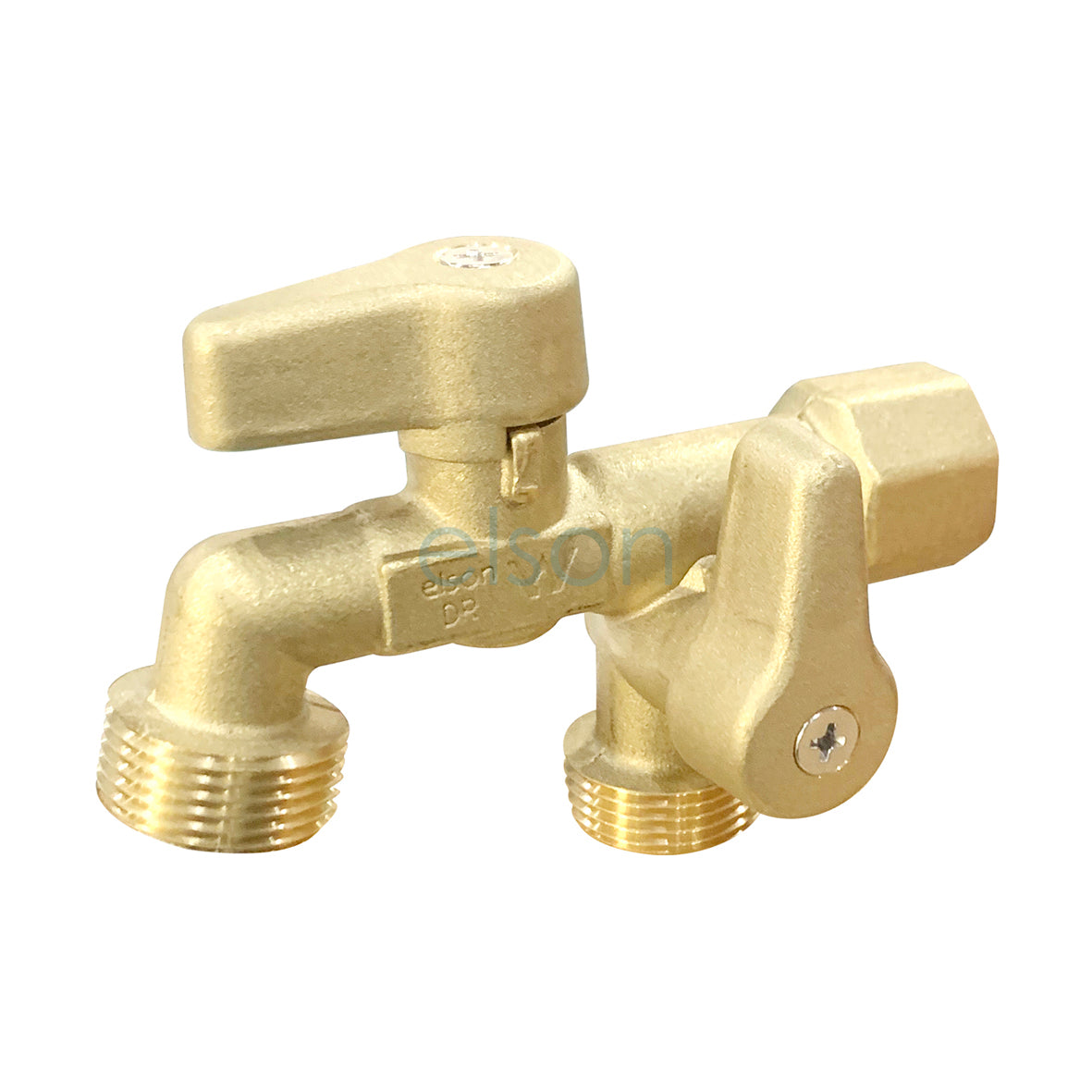 BALL H/C DUAL OUTLET DR BRS Rp1/2FIxG3/4B MI - Please note that this product has changed and now has blue handles not plain brass.