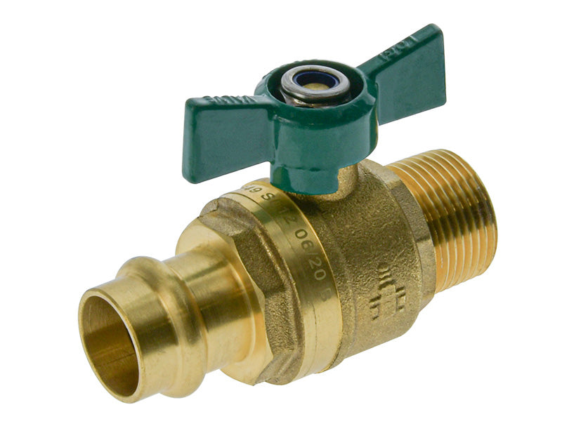 Press fit ball valve butterfly handle DN20 x 20MI lead free