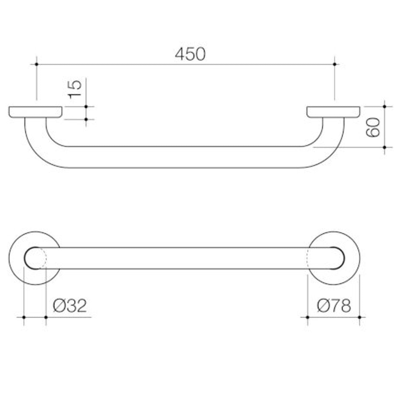 Home Collection Grab Rail 450 Straight White