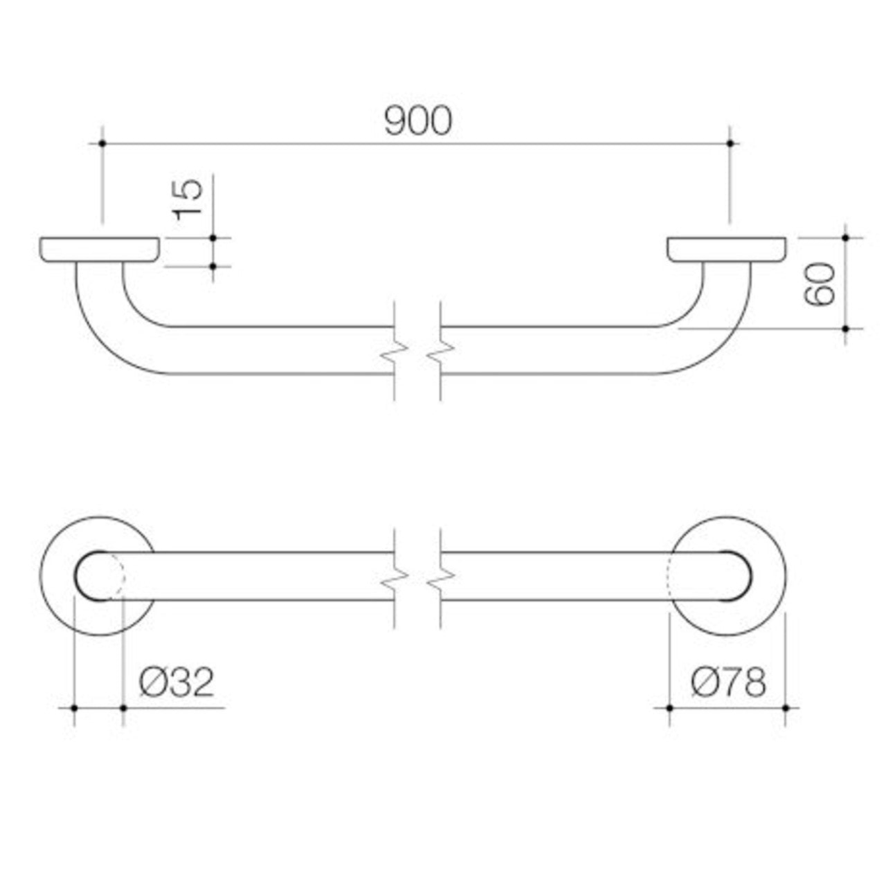 Home Collection Grab Rail 900 Straight Chrome