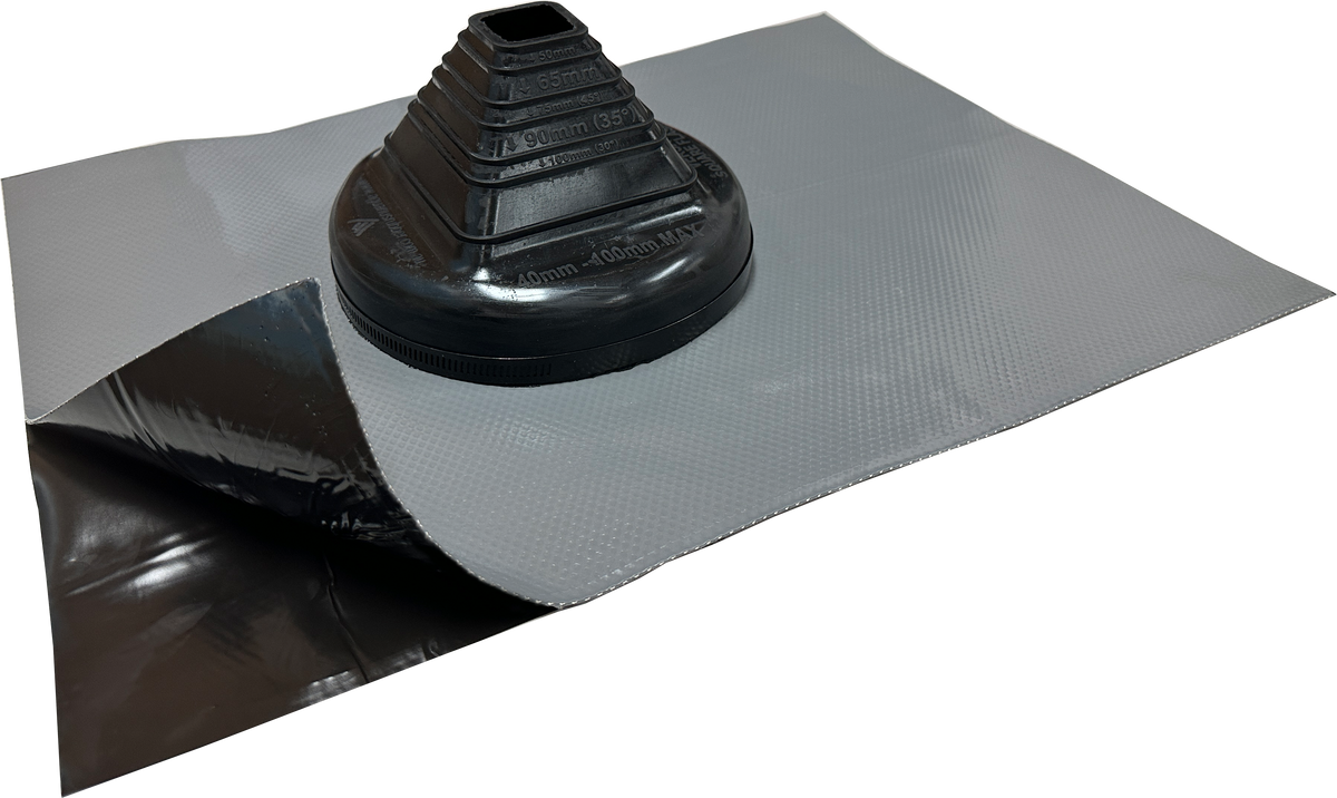 Aqua Tile #3 EPDM Roof Flashing - Black, Square Cone, 40-100mm Pipe Range, BAL 12.5 | ATE3BSQ40-100G
