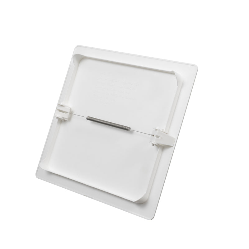 Rectangular glass shelf with metal bracket on a white background