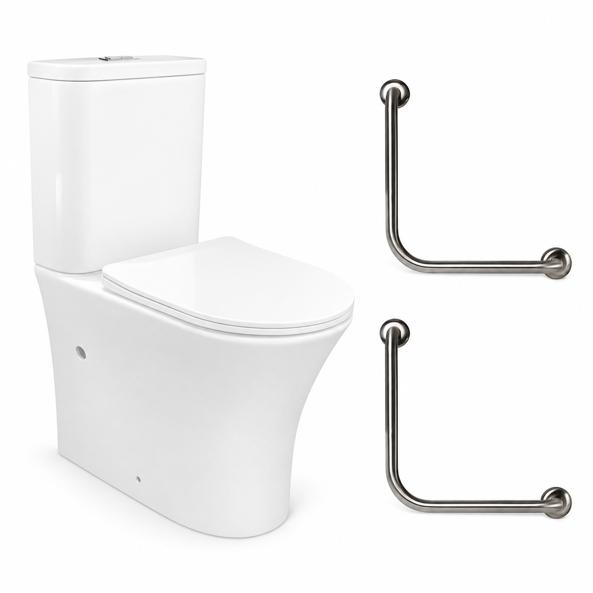 Ambulant Bathroom Kit - Toilet Suite with Angled Grab Rails | BGABK1