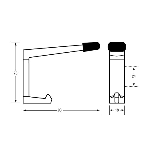 202C Concealed Fix Coat Hook in Antimicrobial
