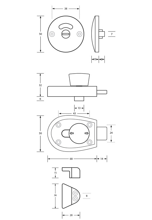 Xcel Slide Lock & Indicator Set - Concealed Fix in Antimicrobial