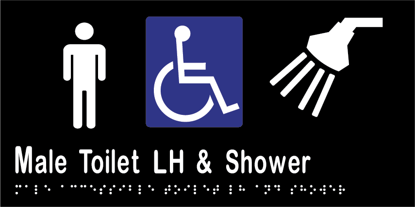 Male Accessible Toilet & Shower LH 300mmW x 150mmH