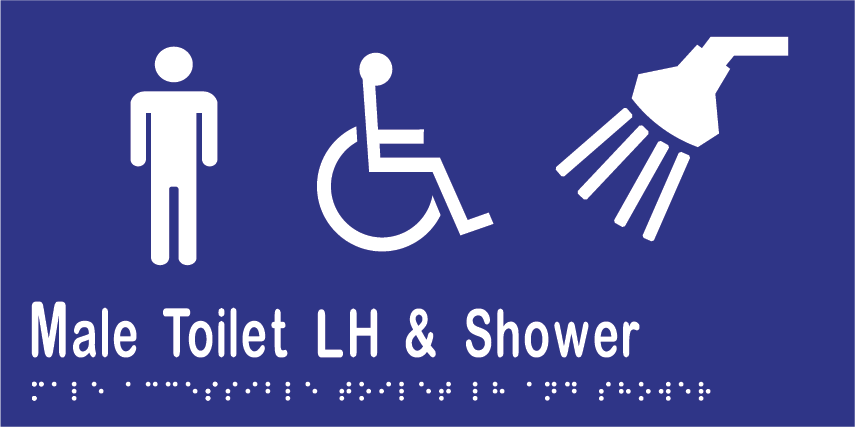 Male Accessible Toilet & Shower LH 300mmW x 150mmH