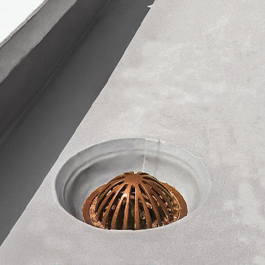 Bronze rood drain installed