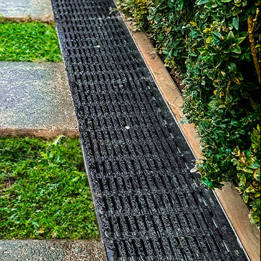 Strip drain in garden