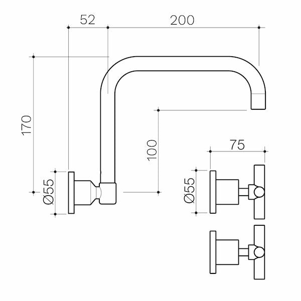 Cross Wall Sink Set - Chrome - Lead Free