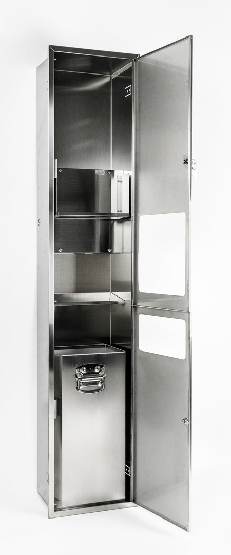 Accessible Paper Towel Dispenser, Hand Dryer & Waste Receptacle - Recessed in Satin Stainless Steel