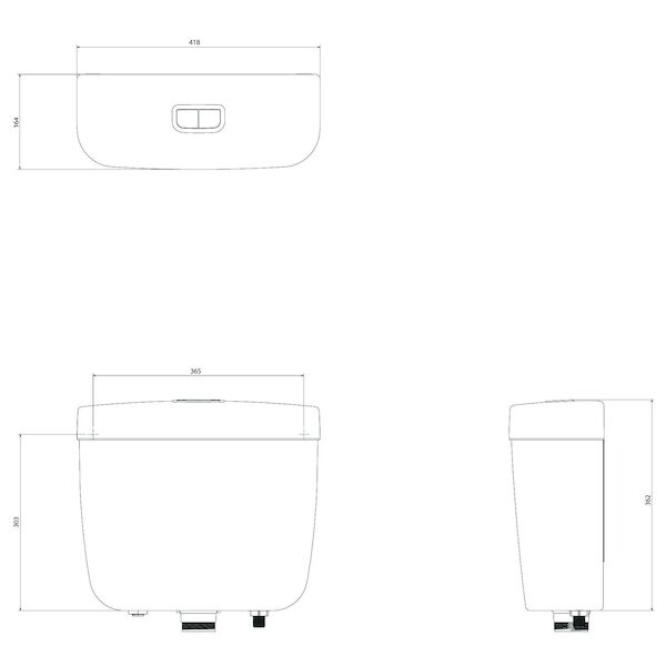 Caroma Aire Connector Plastic Dual Flush Cistern – 4.5/3L WELS 4 Star, Includes Seat & Link, Convertible to 6/3L | 234040W