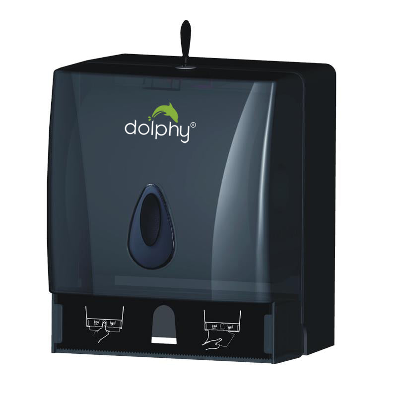 Multifold Paper Towel/Roll Dispenser – Transparent Black