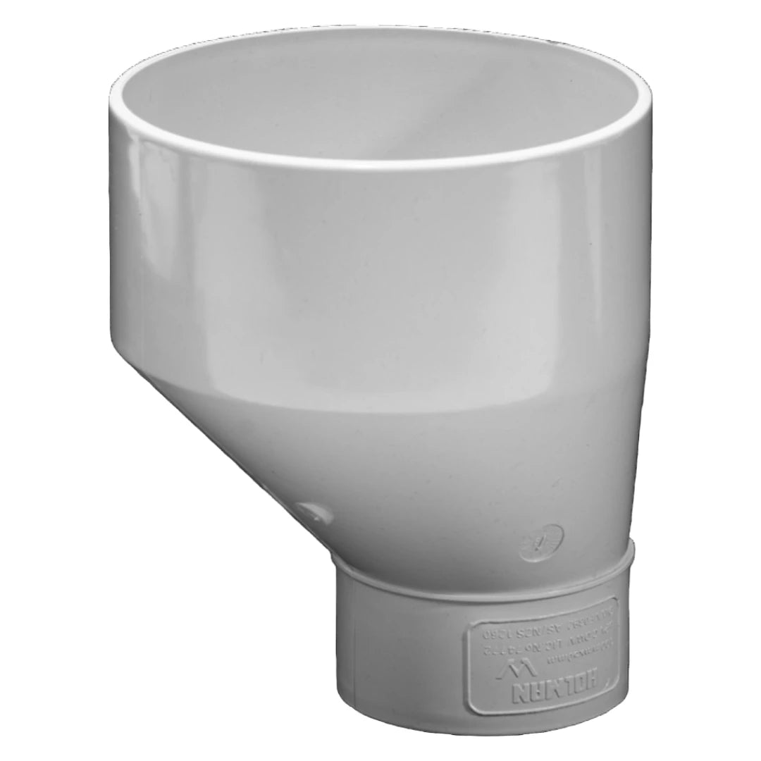 A gray PVC DWV reducer coupling, with the brand label 'Hunter' visible on the side.