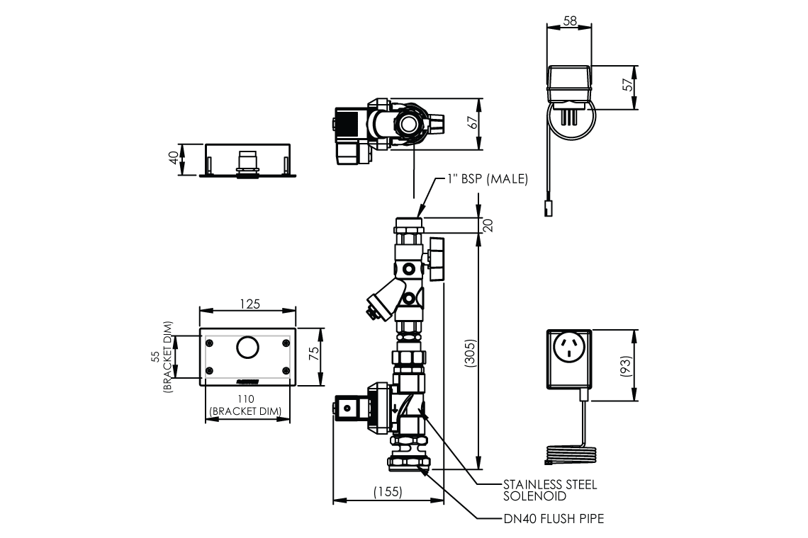 Touch-Activated Single Flush WC Flushing System – Duct Access