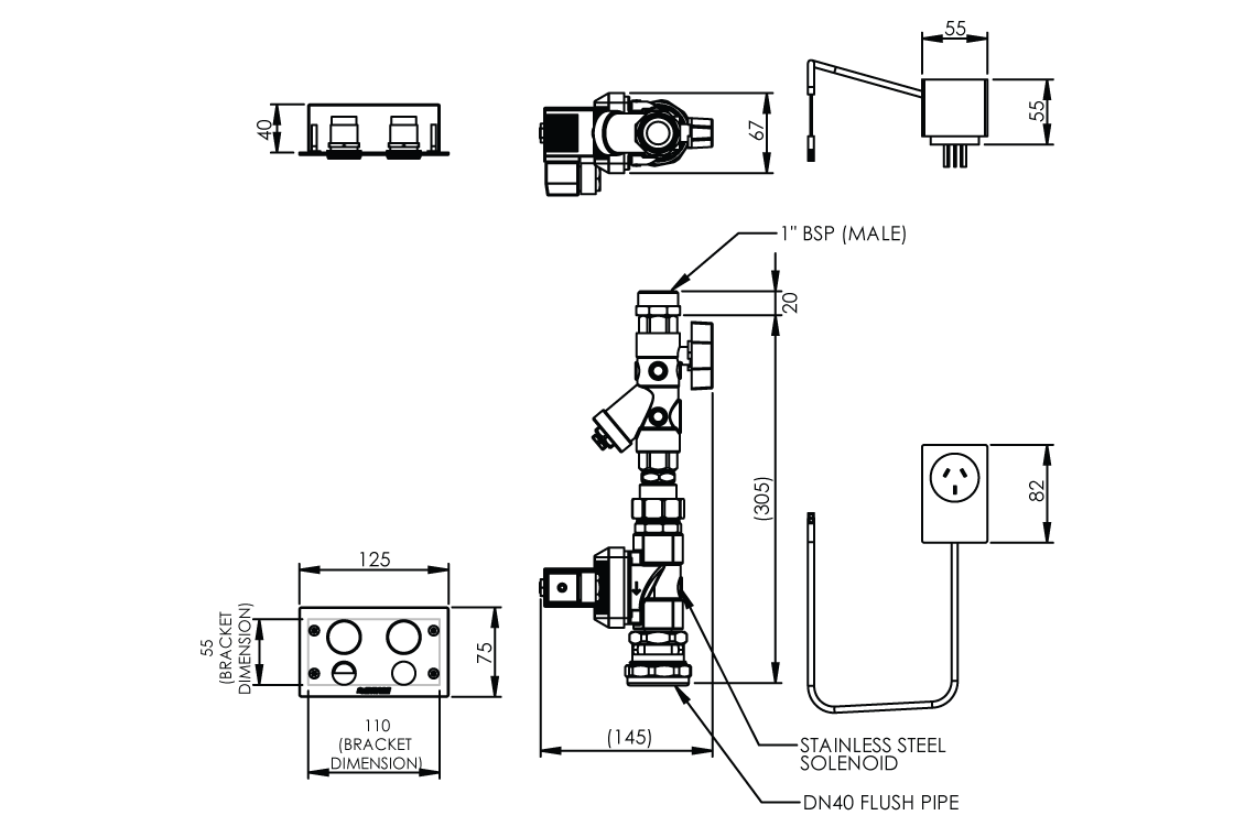 Touch-Activated Dual Flush WC Standard – Flushing System – Duct Access