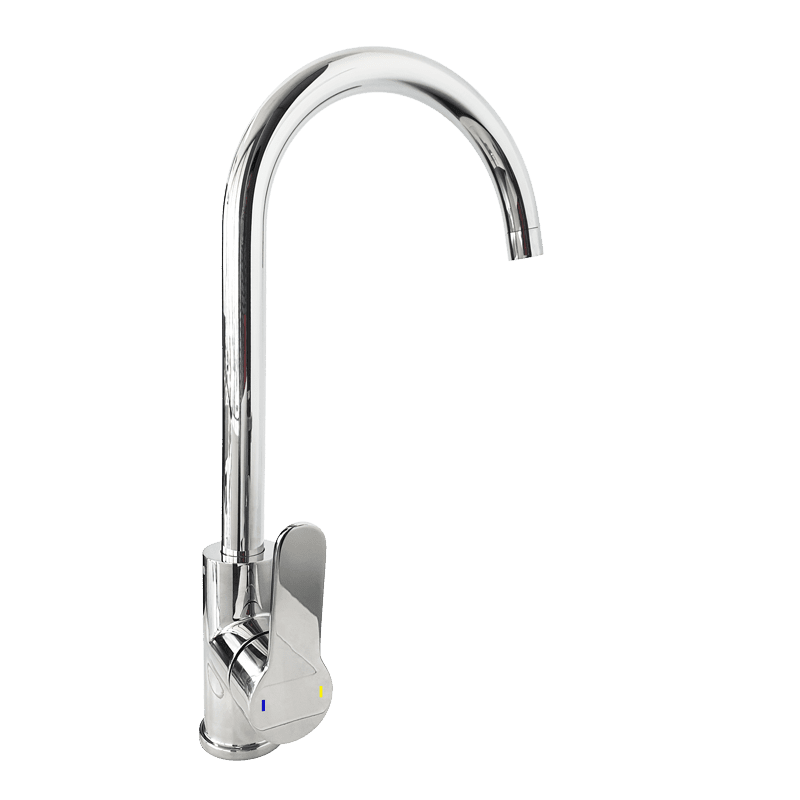 Gentec GPure Rebel Zero Lead Stainless Steel 304 Hob Mounted Gooseneck Swivel Spout Sink Mixer w/ Yellow and Blue Printed Handle