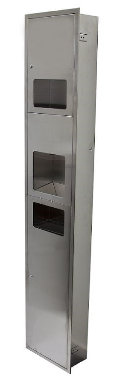 Recessed Paper Towel Dispenser, Eco Hand Dryer & Waste Unit in Satin Stainless Steel