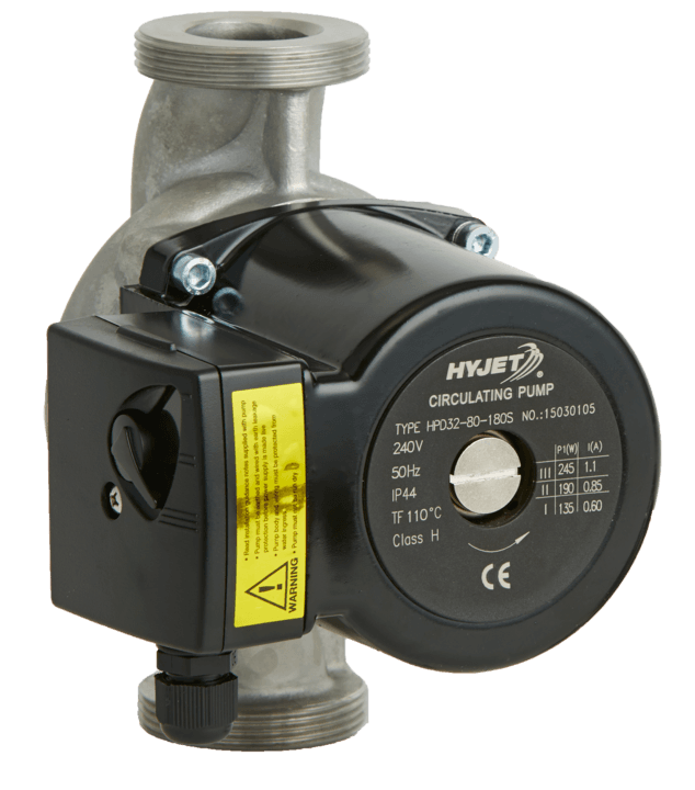 Hyjet Stainless Steel Hot Water Circulator Pump with Couplings - 32mm, 245W, 240V