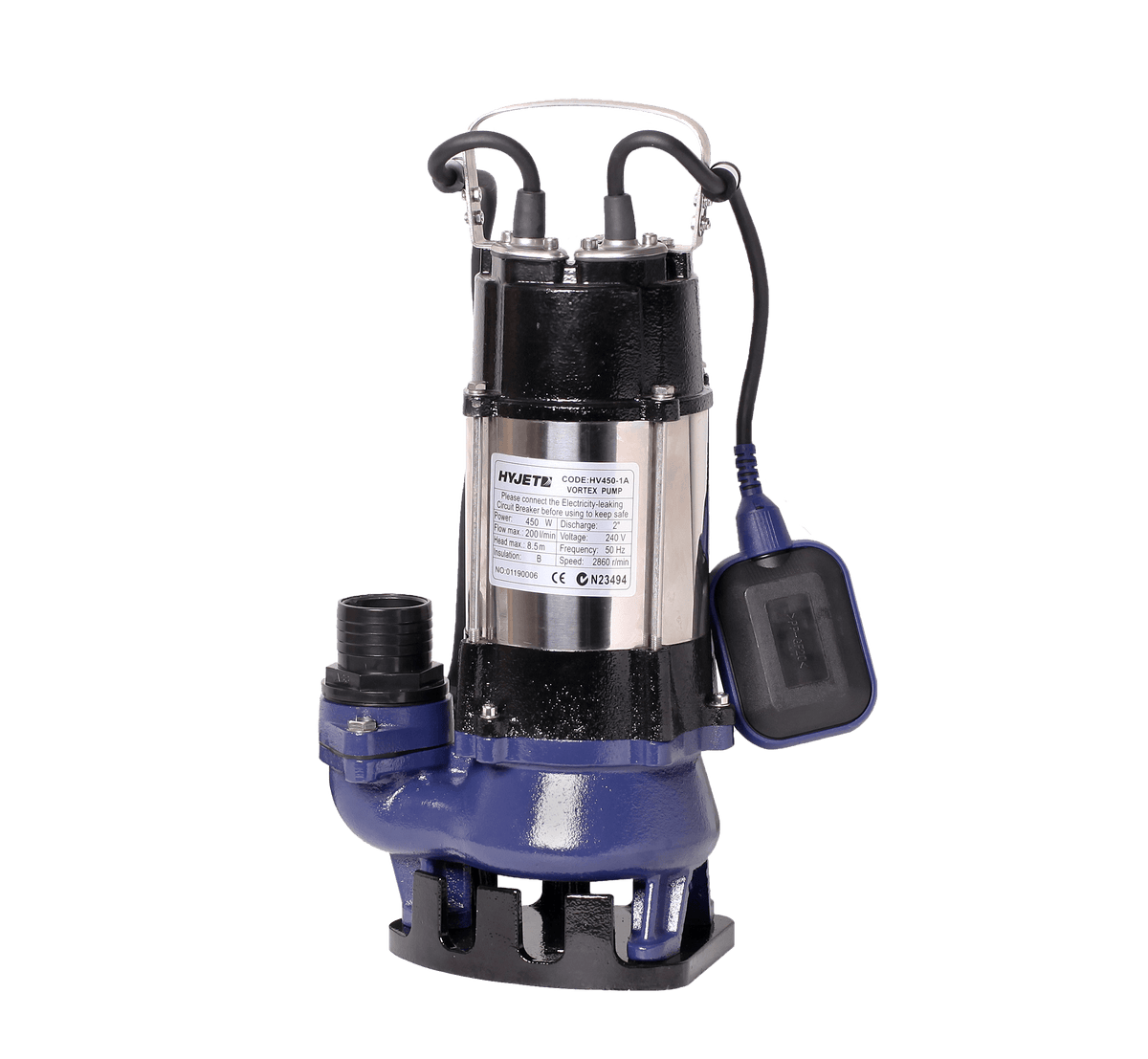 Hyjet Cast Iron Vortex Submersible Pump - 750W, 300L/min