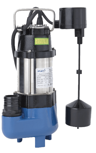 Hyjet Cast Iron Vortex Submersible Pump with Float Switch - 180W, 133L/min