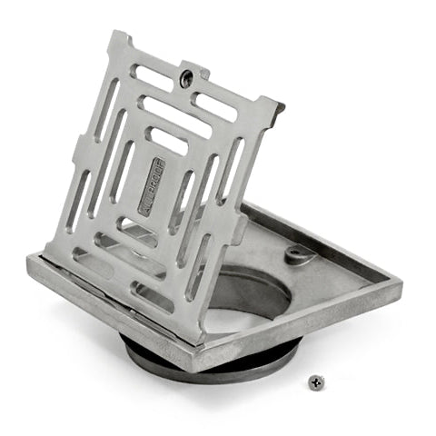 Hinged storm grate on white background