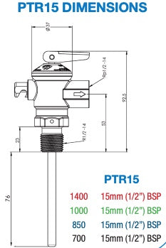 AVG PTR15/1000 15mm 1/2" 1000kPa PTR / TPR Pressure Temperature Relief Valve