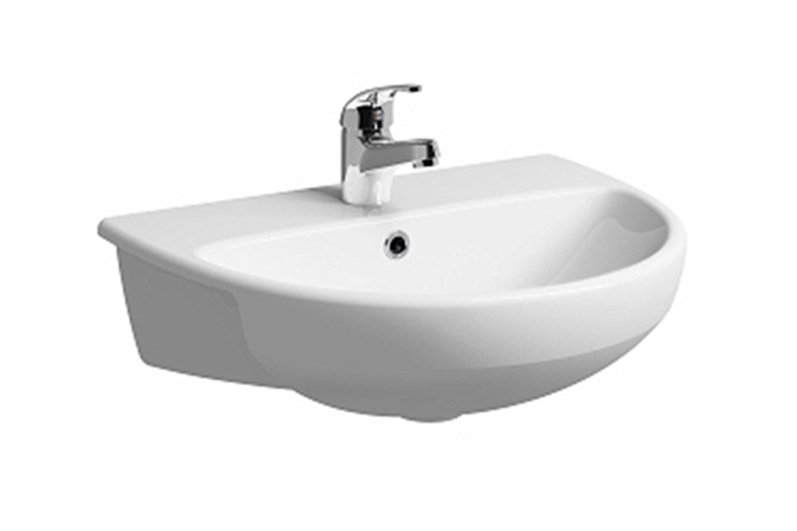 Kolo Semi Recessed Round Basin 550 – 1 x Taphole 1 x Overflow