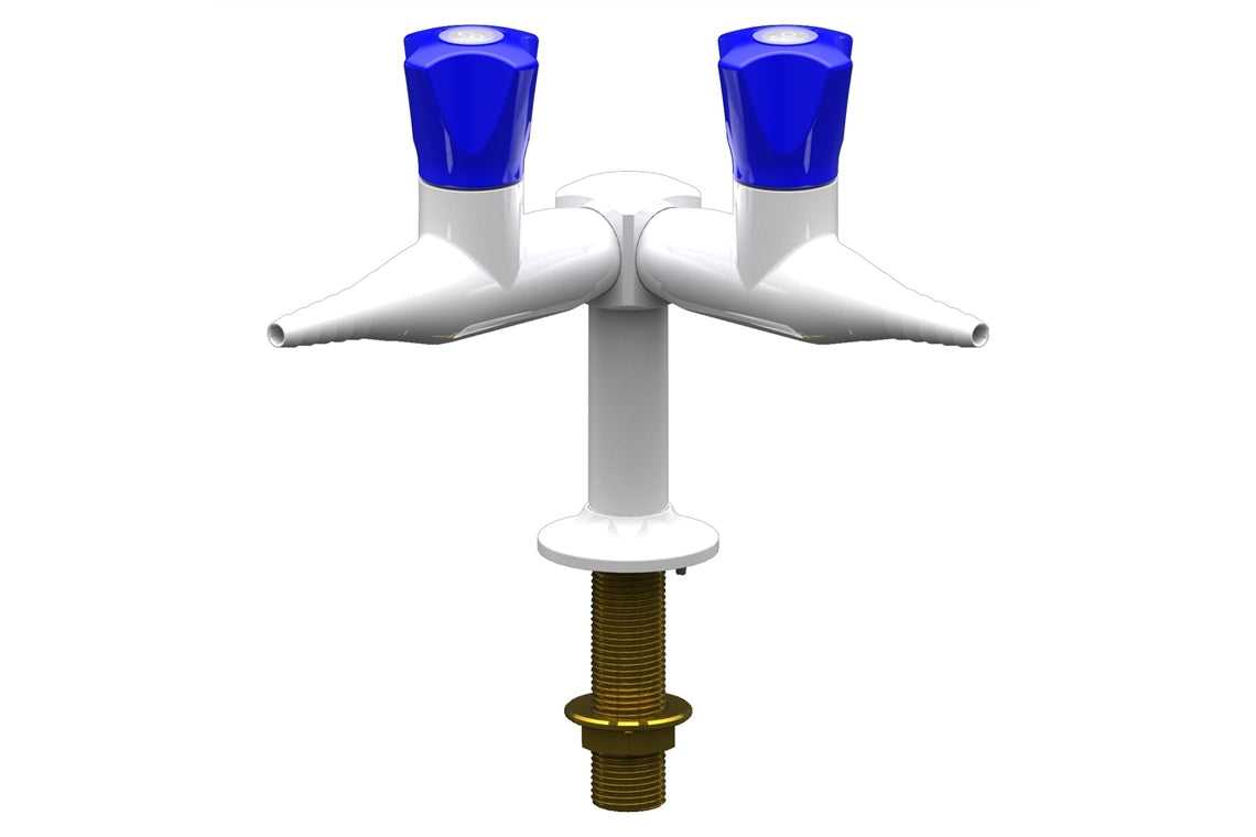 ComLab Two Way 90 Degree Bench Mounted Laboratory Tap with Isolation Valve – Needle Valve