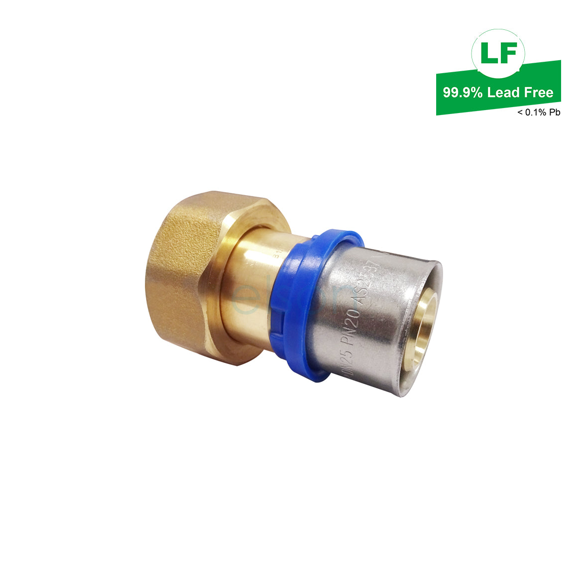 LF UNION BALL VALVE ADAPTOR LF DR BRASS 25MM CRIMP-ON PEX LF73905