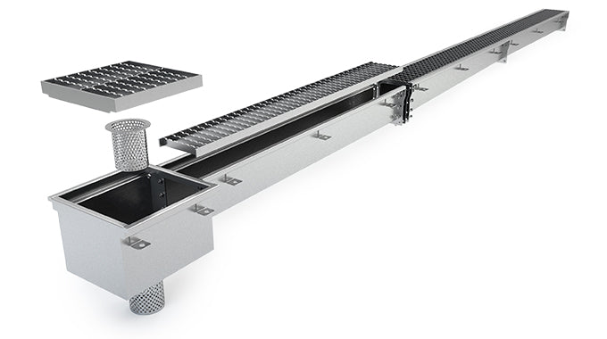 Modular Stainless Channel Drain System - 100mm Clear Opening, Channels, Sumps & Grates | MC Series