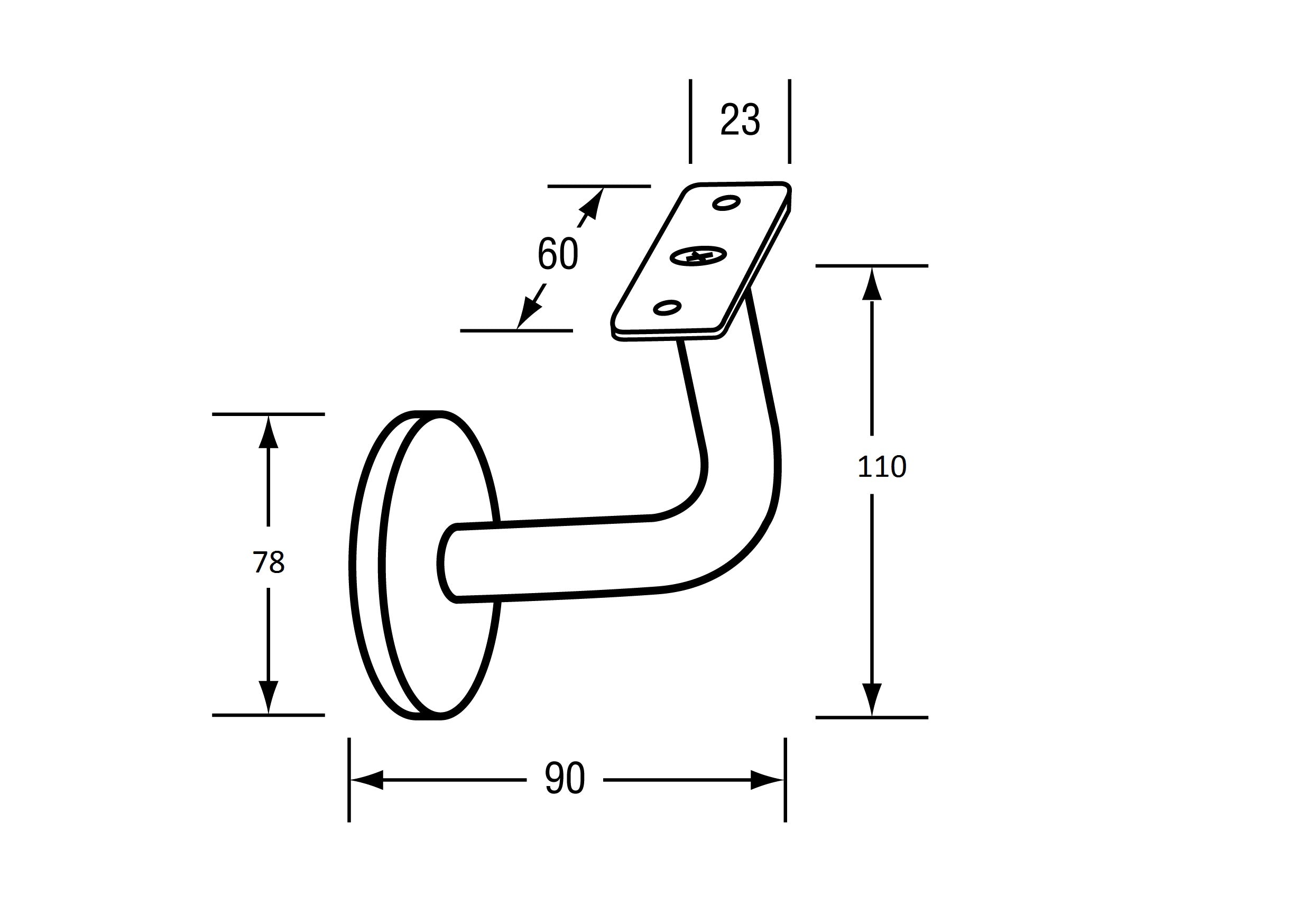Hand Rail Bracket Flat Mount