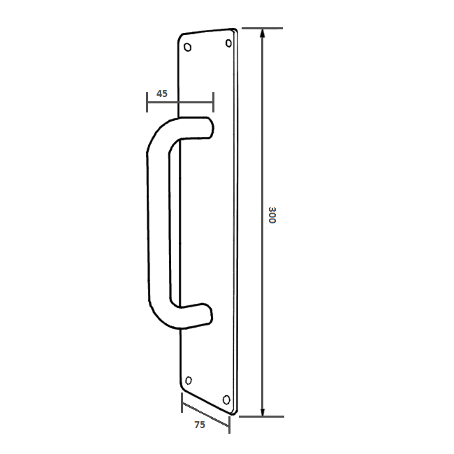Pull Handle with Plate in Satin Stainless Steel