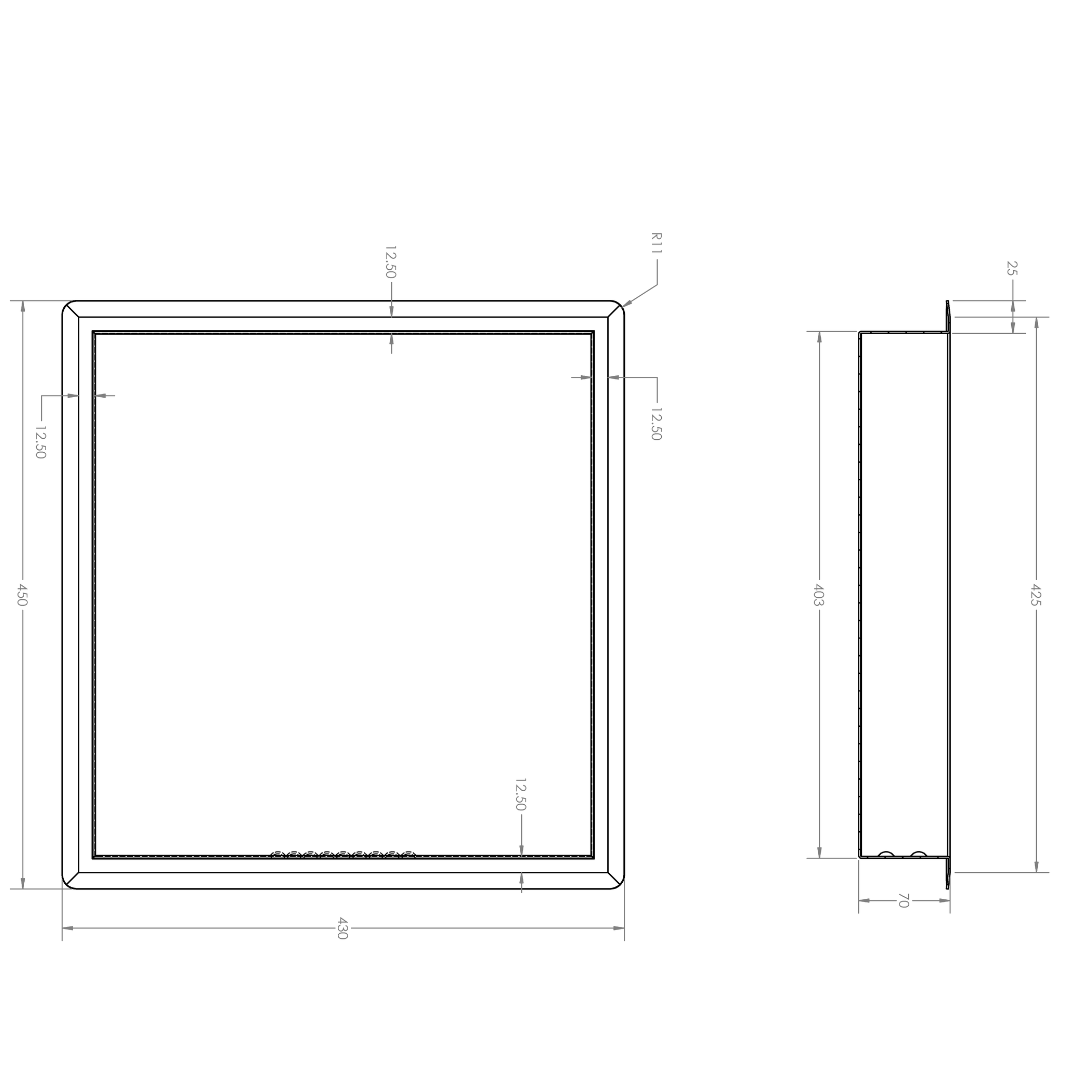 Anti-Ligature Large Recessed Soap and Shampoo Holder in Satin Stainless Steel