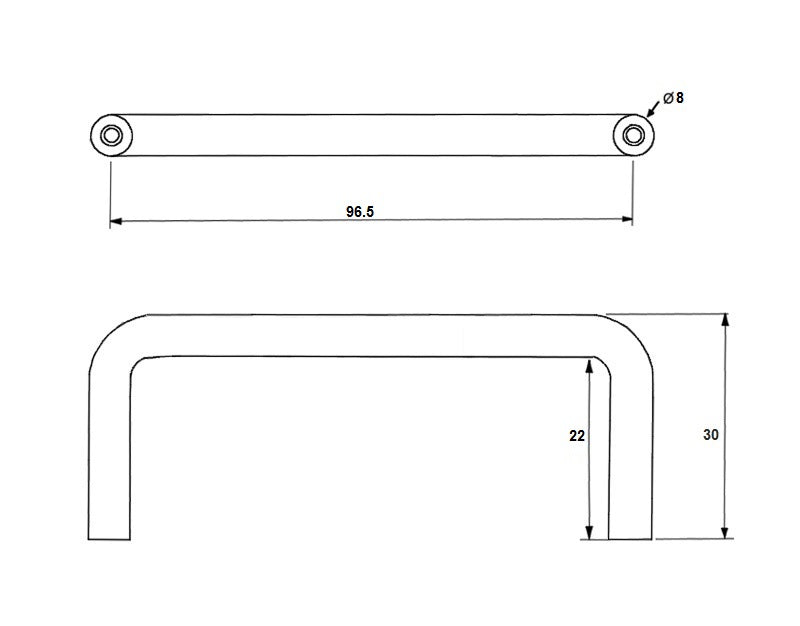 96.5mm Pull Handle in Satin Stainless Steel